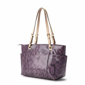 Michael Kors Jet Set Tote Purple Snake Embossed Shoulder Bag Very  Clean